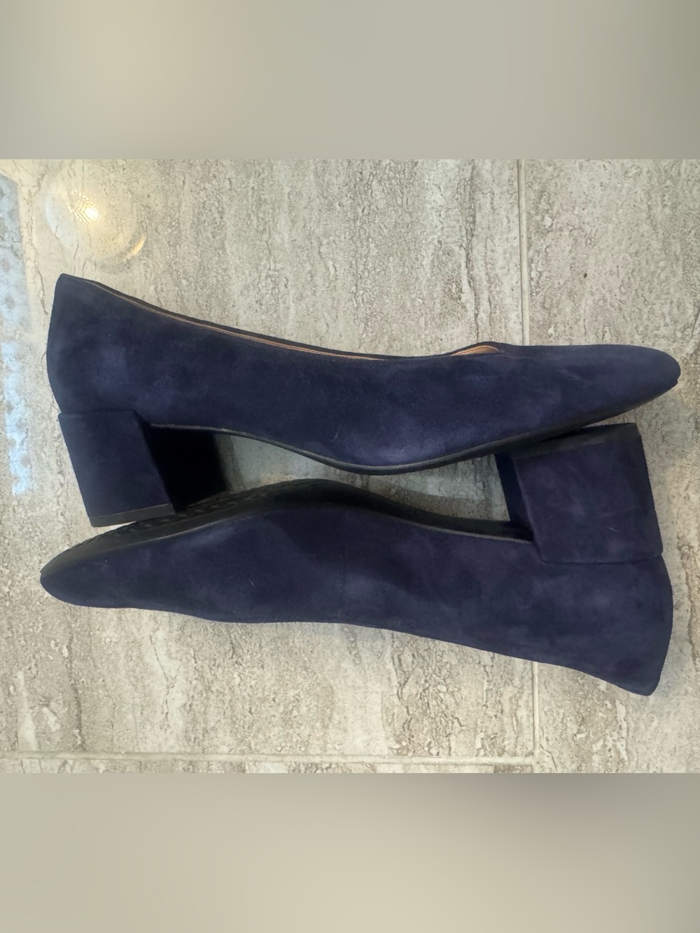 Cole Haan Go-To Shayla Navy Suede Block Heel Pumps Size 9 - Picture 5 of 6